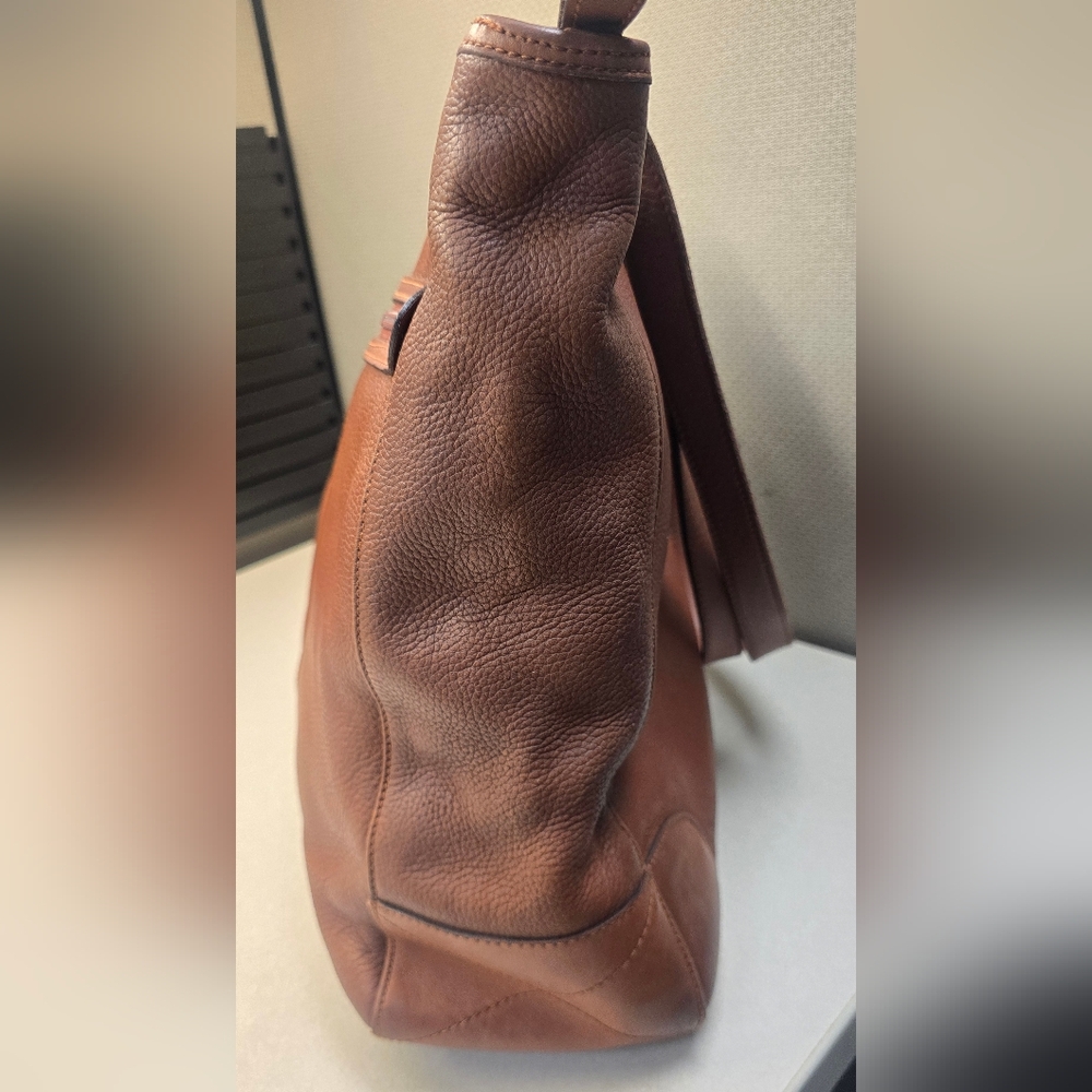 Liz Claiborne Vintage Brown Leather Tote Bag Messenger - Picture 7 of 16